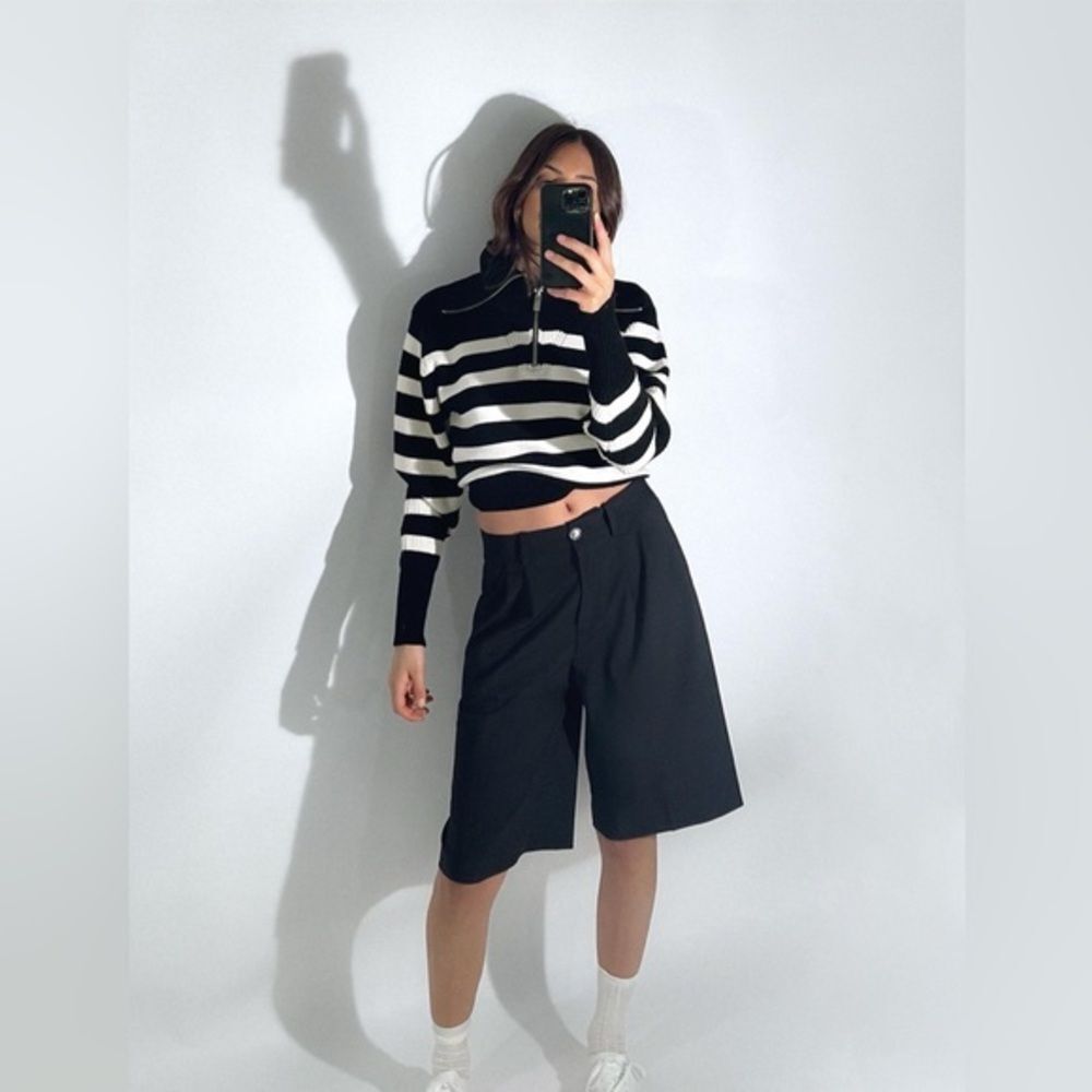 ZARA New with labels! Striped 1/4‎ Zip Knit Sweater Size L & M